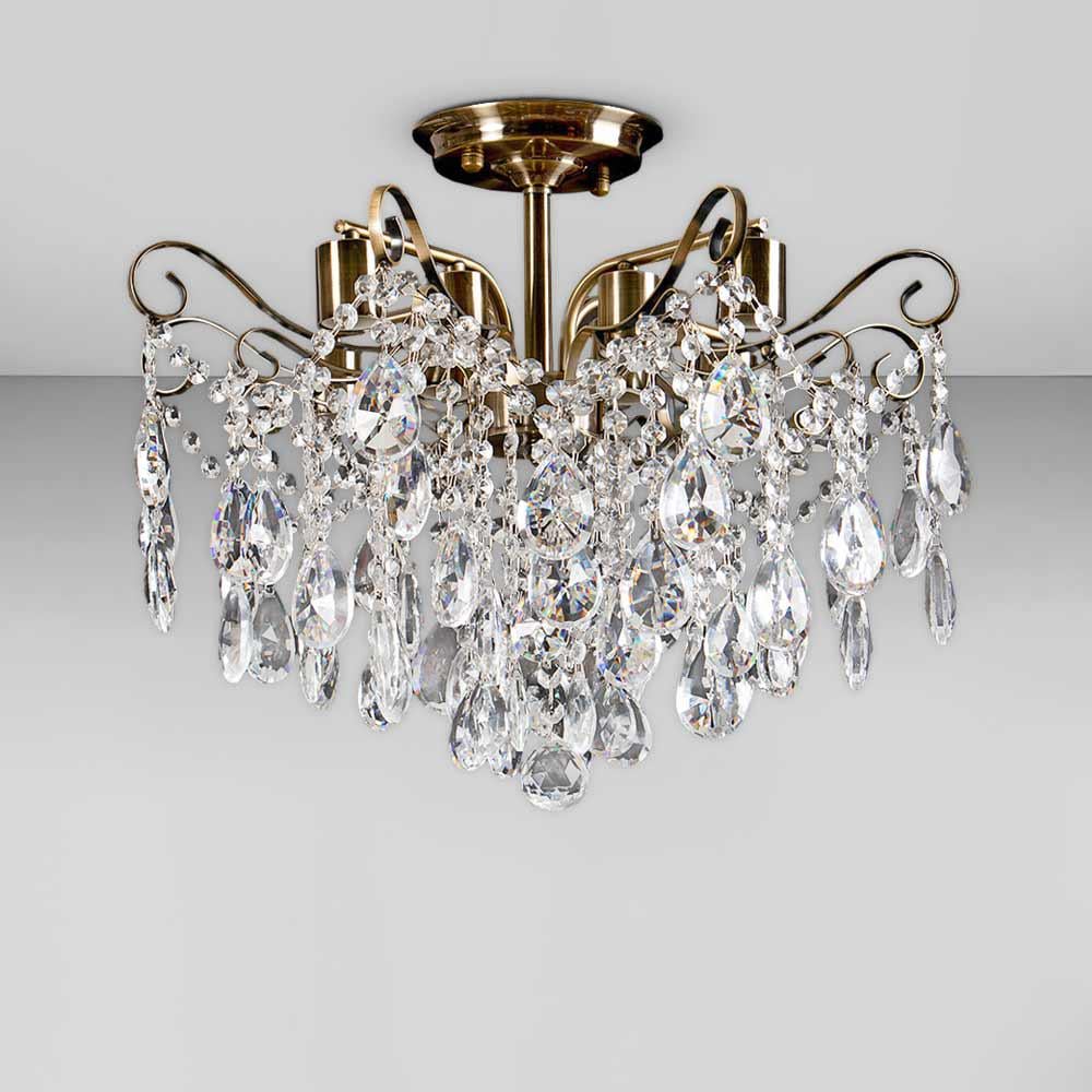 Люстра кришталева стельова Light House SH-17018/6 AB E27 410х410х400 мм Бронзовий