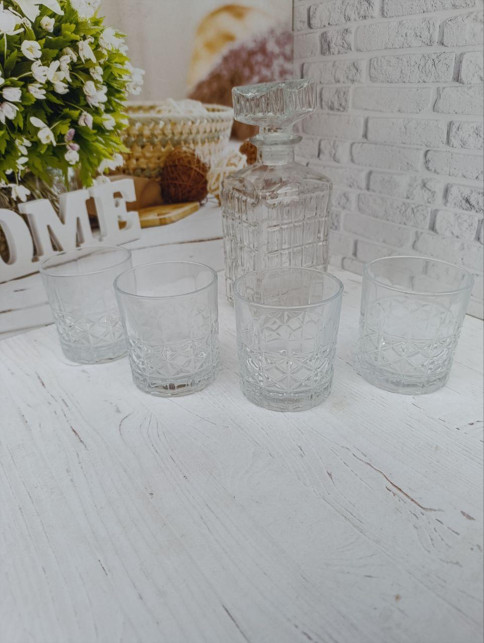 Набор для виски SNT 9099-5 графин стеклянный 1 л стаканы 4 шт. по 320 мл 5 предметов