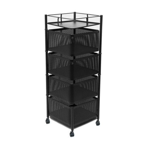 Етажерка на колесах Stenson Cube R93519-BK 4яр 27х77 см Black