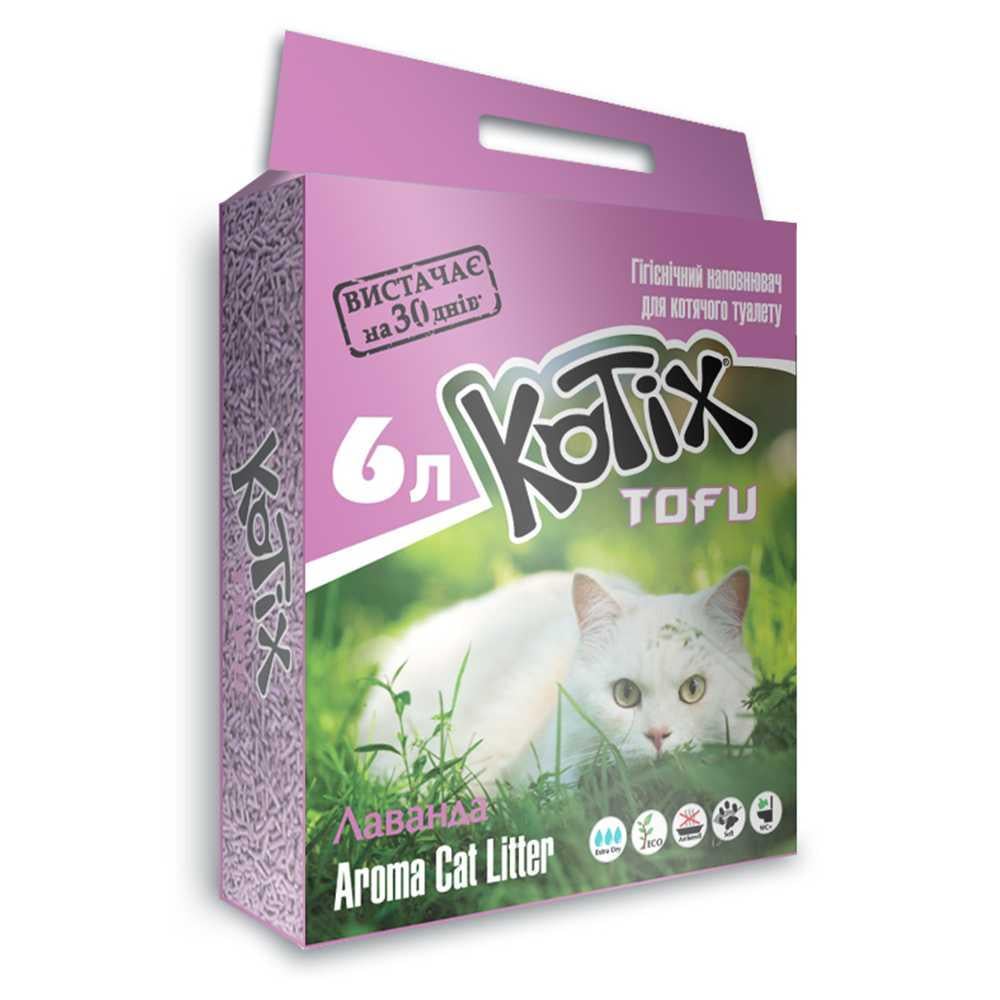 Наповнювач для котячого туалету Kotix Tofu з ароматом лаванди 6 л (1253115748)