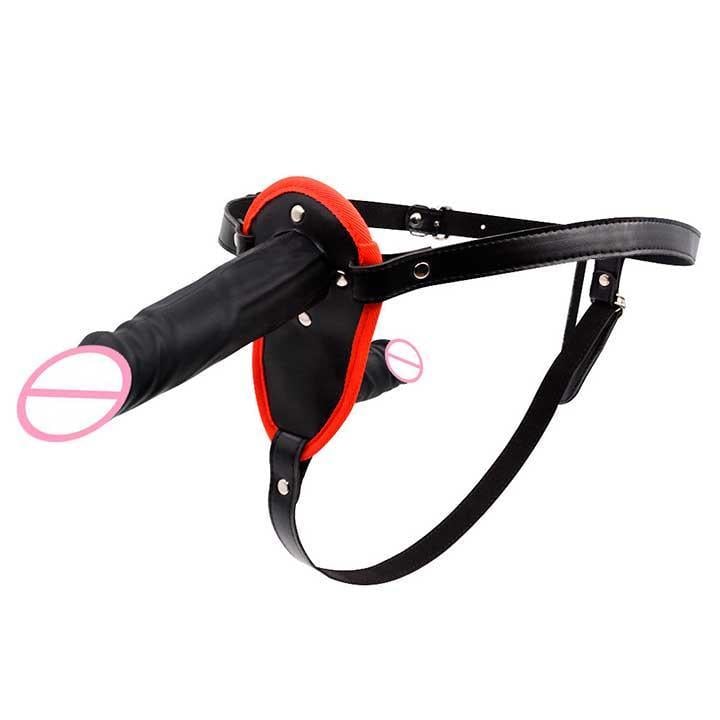 Страпон двосторонній Double StrapOn 17,5x4/10x3,5 см Чорний (Т0000647)