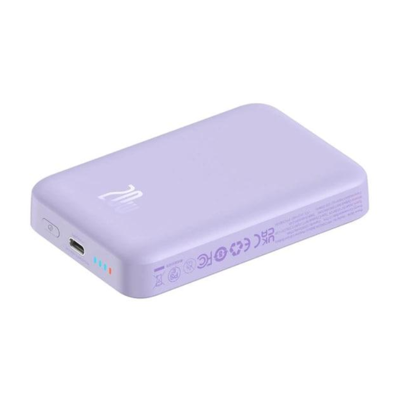 Повербанк BASEUS Magnetic Mini Air 2в1 QC3.0+PD3.0 з бездротовою зарядкою 10000 mAh 20W/15W Фіолетовий (P10059001513-00) - фото 11