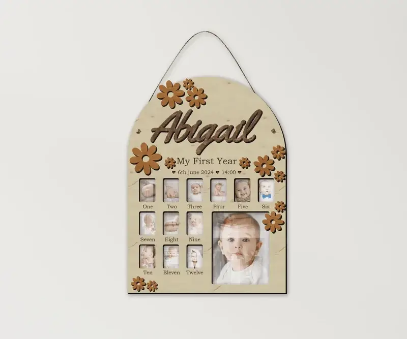 Фотоколаж дерев'яний The Frame Depot для першого року дитини на 13 фотографій Натуральний (first_year_butterfly) - фото 1