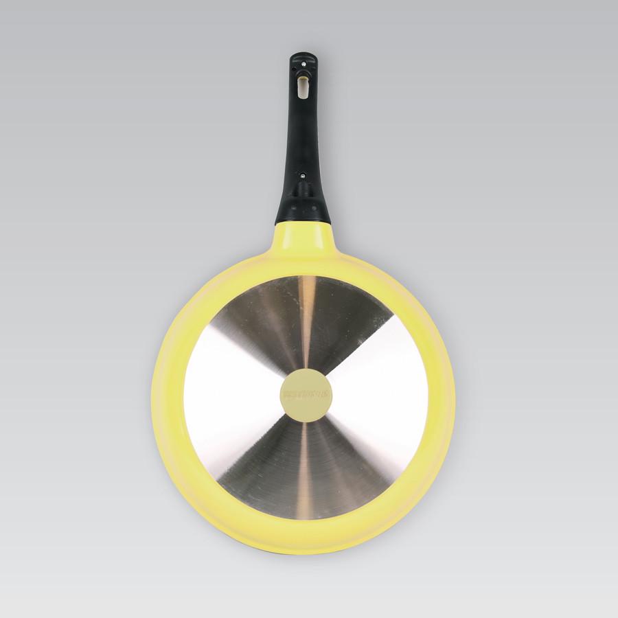 Сковорода с антипригарным покрытием и стеклянной крышкой Maestro 22 см Желтый (MR-1220-22) - фото 5 Сковорода с антипригарным покрытием и стеклянной крышкой Maestro 22 см Желтый (MR-1220-22) - фото 5