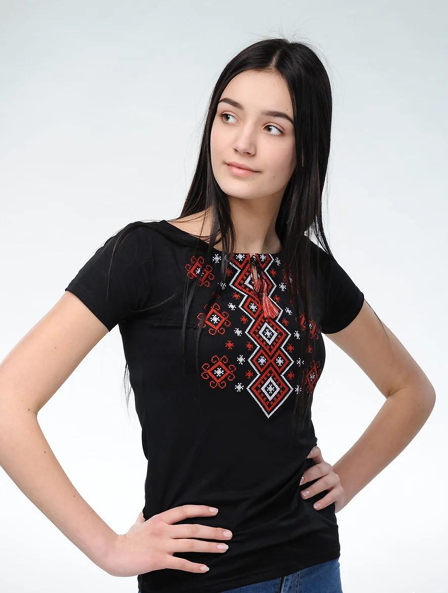 Футболка-вышиванка женская трикотажная 2XL Черный (ж-19-2XL) Футболка-вышиванка женская трикотажная 2XL Черный (ж-19-2XL)