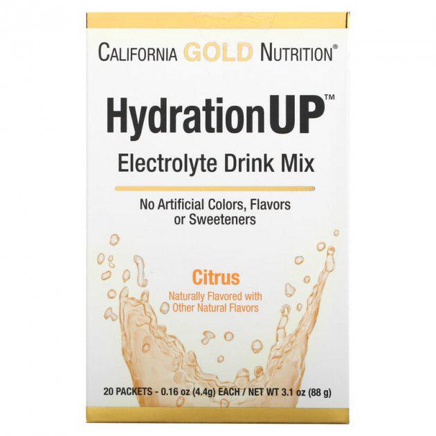 Смесь для напитков с электролитами California Gold Nutrition HydrationUP Цитрус 44 г 20 шт. (CGN-01397)