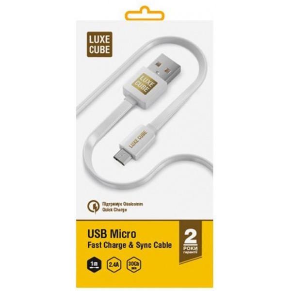 Кабель Luxe Cube Flat USB-microUSB 1м White (2231252967010)