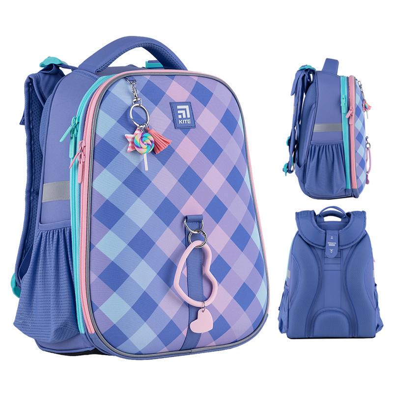 Рюкзак шкільний каркасний KITE Education Purple Chequer 38х29х16 см 16 л Блакитний (K24-531M-2) - фото 5