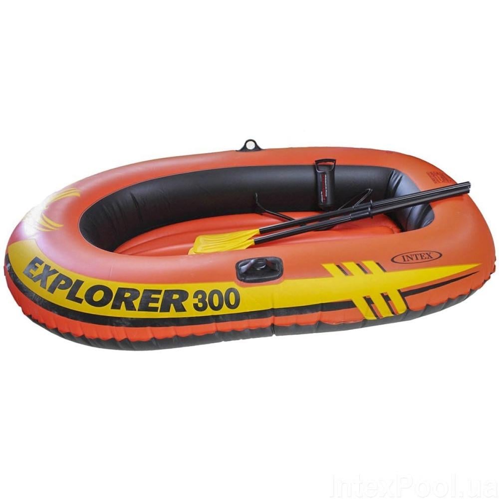 Надувная лодка двухместная Intex Explorer с веслами и насосом 211х117х41 см (31991950)