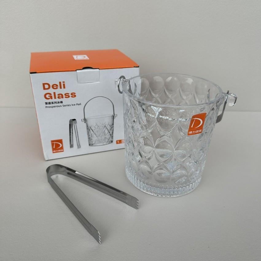 Відро для льоду скляне A-PLUS 3489 Діамант із щипцями 980 мл (2690548627)