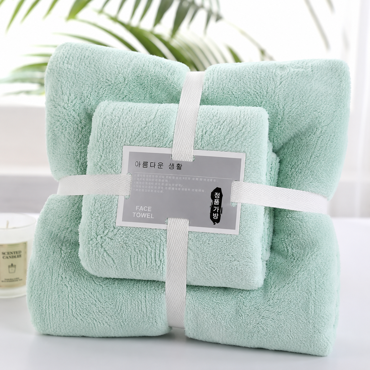 Набор полотенец для лица и тела микрофибра 2 шт. Мятно-зеленый (polotenca_2v1_mint-green)
