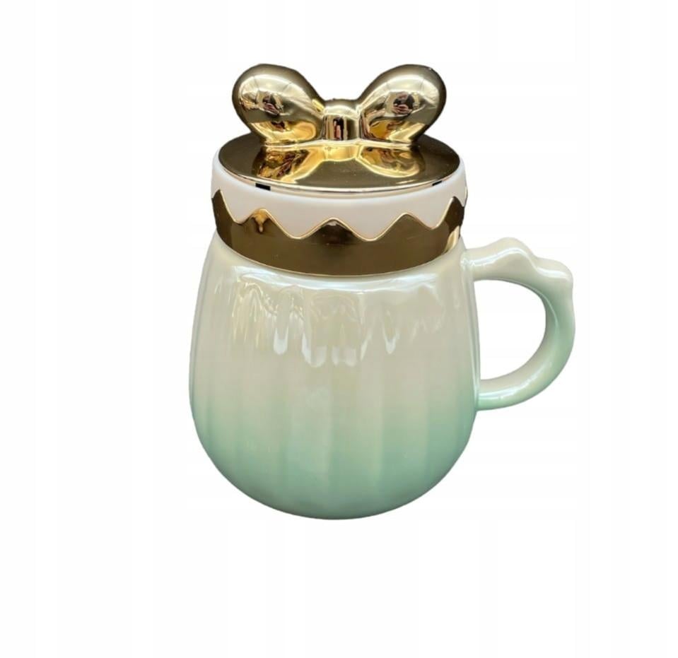 Чашка Lirmatur Бантик кераміка з кришкою 400 мл Зелений (15414109) - фото 1 Чашка Lirmatur Бантик кераміка з кришкою 400 мл Зелений (15414109) - фото 1