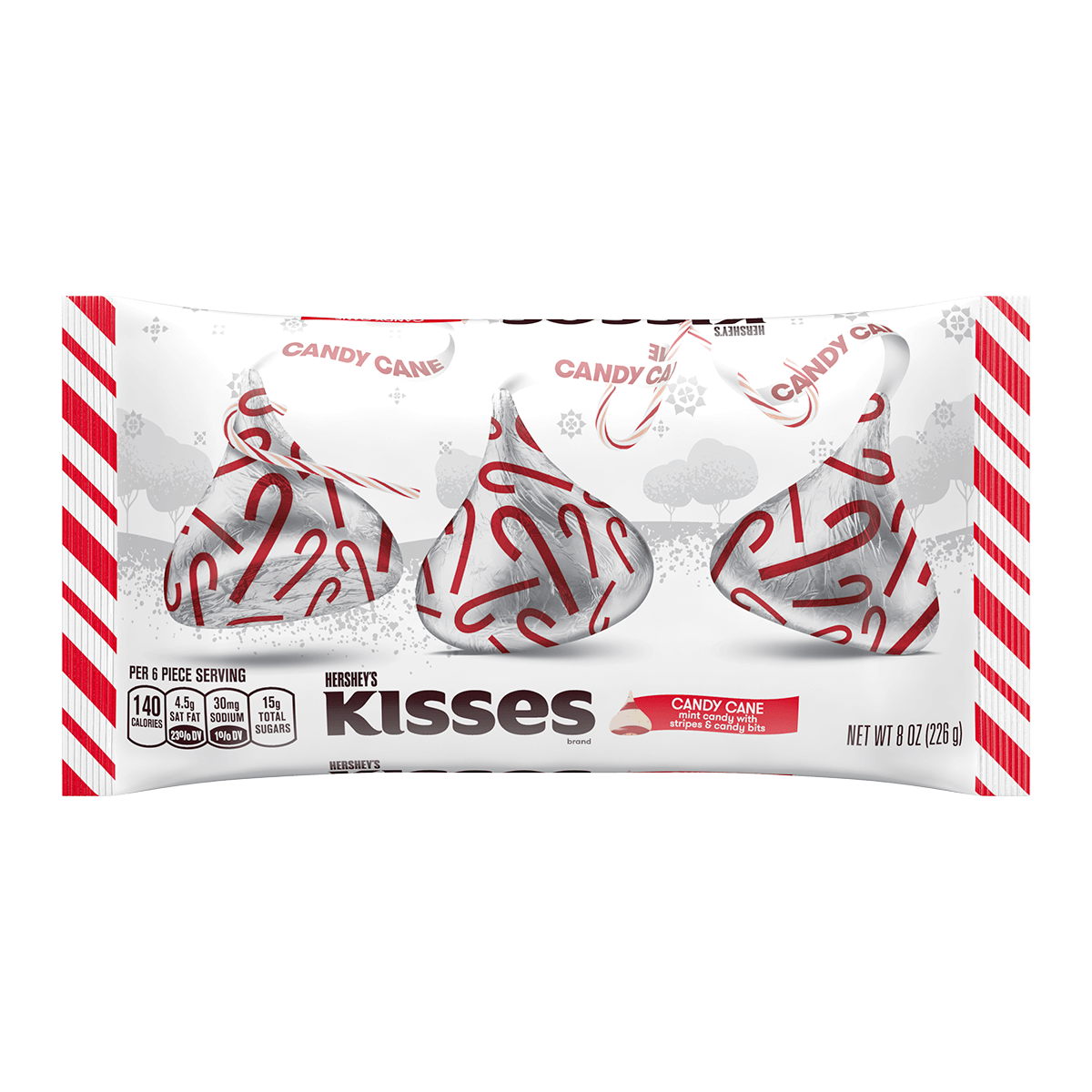 Цукерки Hershey's KISSES Holiday Candy Cane Christmas Chocolate Mint 226 г (1295309271)