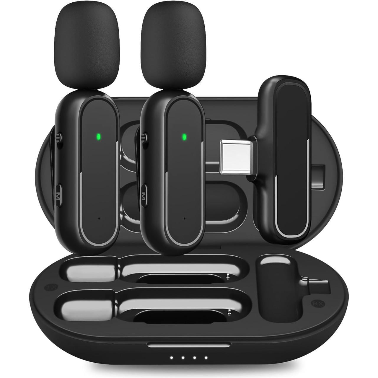Микрофон двойной Savetek P33-2 Type-C для смартфонов/планшетов с зарядным кейсом до 20 м беспроводной петличный