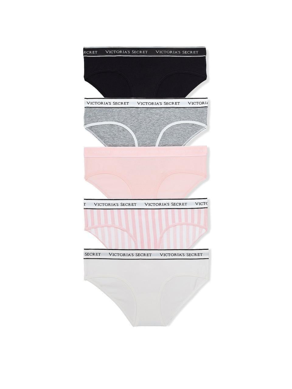 Набор трусиков Victoria Secret Logo Cotton Hiphugger 5 шт. L Разноцветный (2887270805)