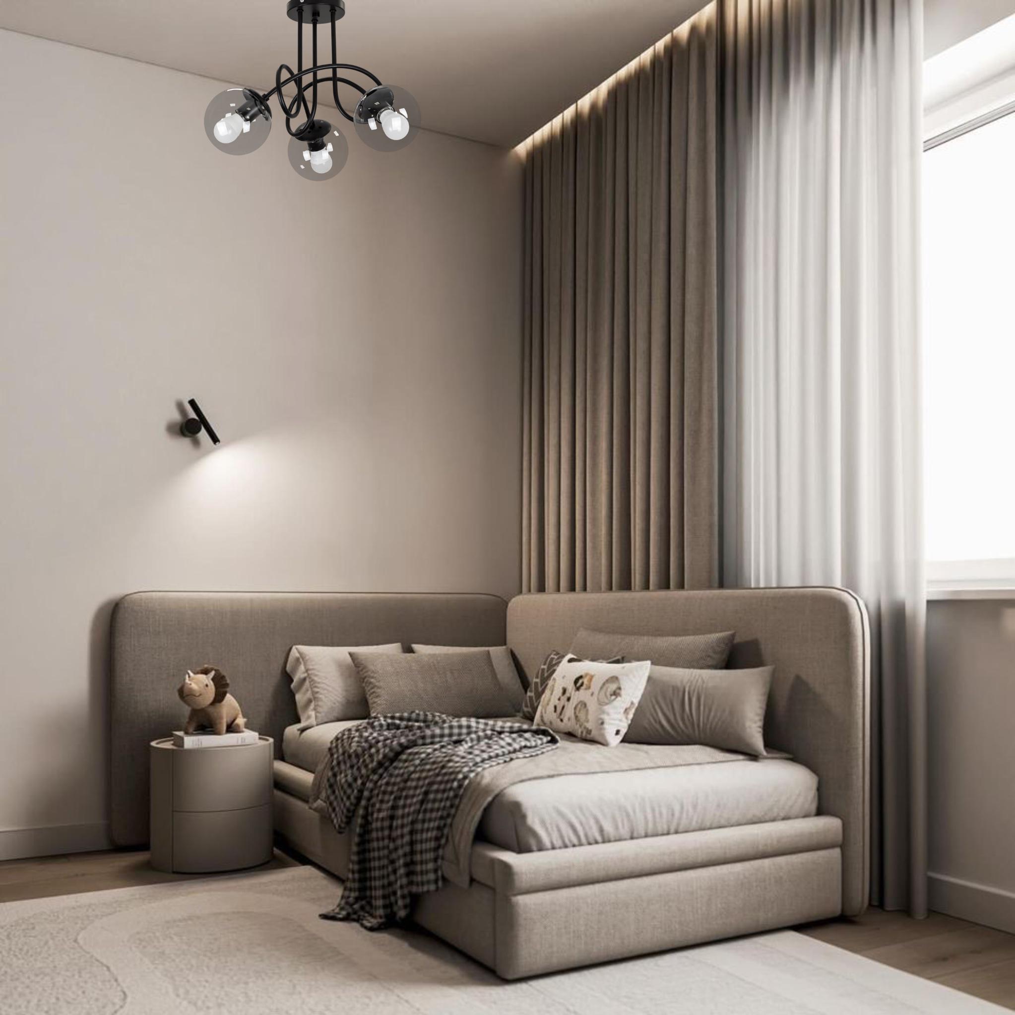 Люстра стельова Triple Glow з 3 плафонами-кулями Чорний/Прозорий (52-9903-3 BK+CL) - фото 3