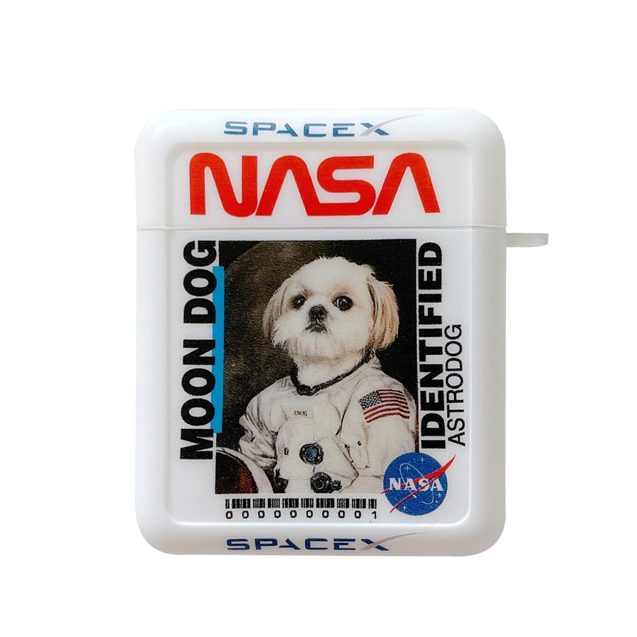 Чехол для Apple Airpods 1/2 NASA Лунный пес Белый
