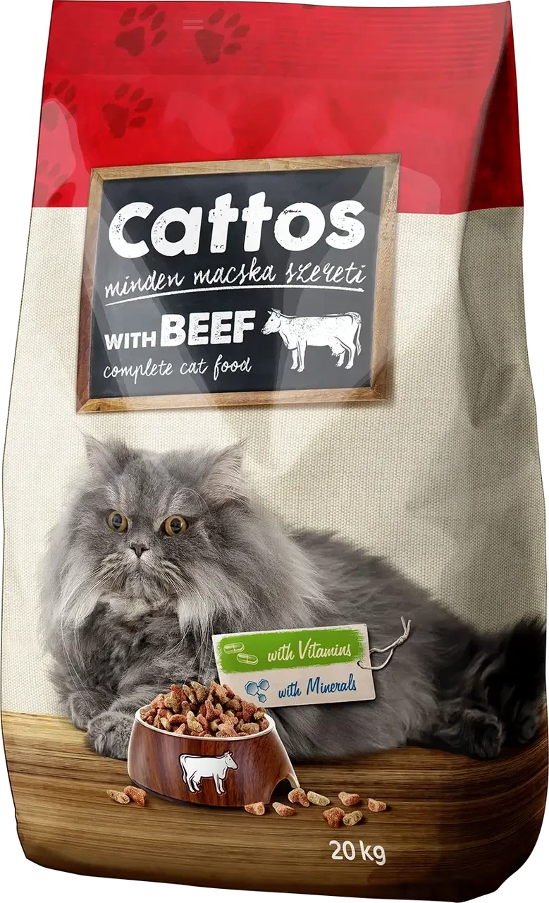 Сухий корм для дорослих кішок Cattos Complete з яловичиною 20 кг