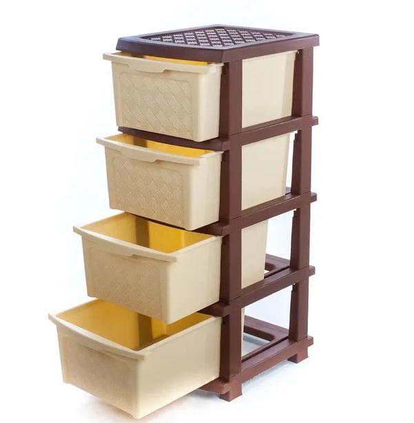 Комод на 4 шухляди R-Plastic Компакт 34х40х86 см Бежево-Коричневий (Р7) - фото 2 Комод на 4 шухляди R-Plastic Компакт 34х40х86 см Бежево-Коричневий (Р7) - фото 2