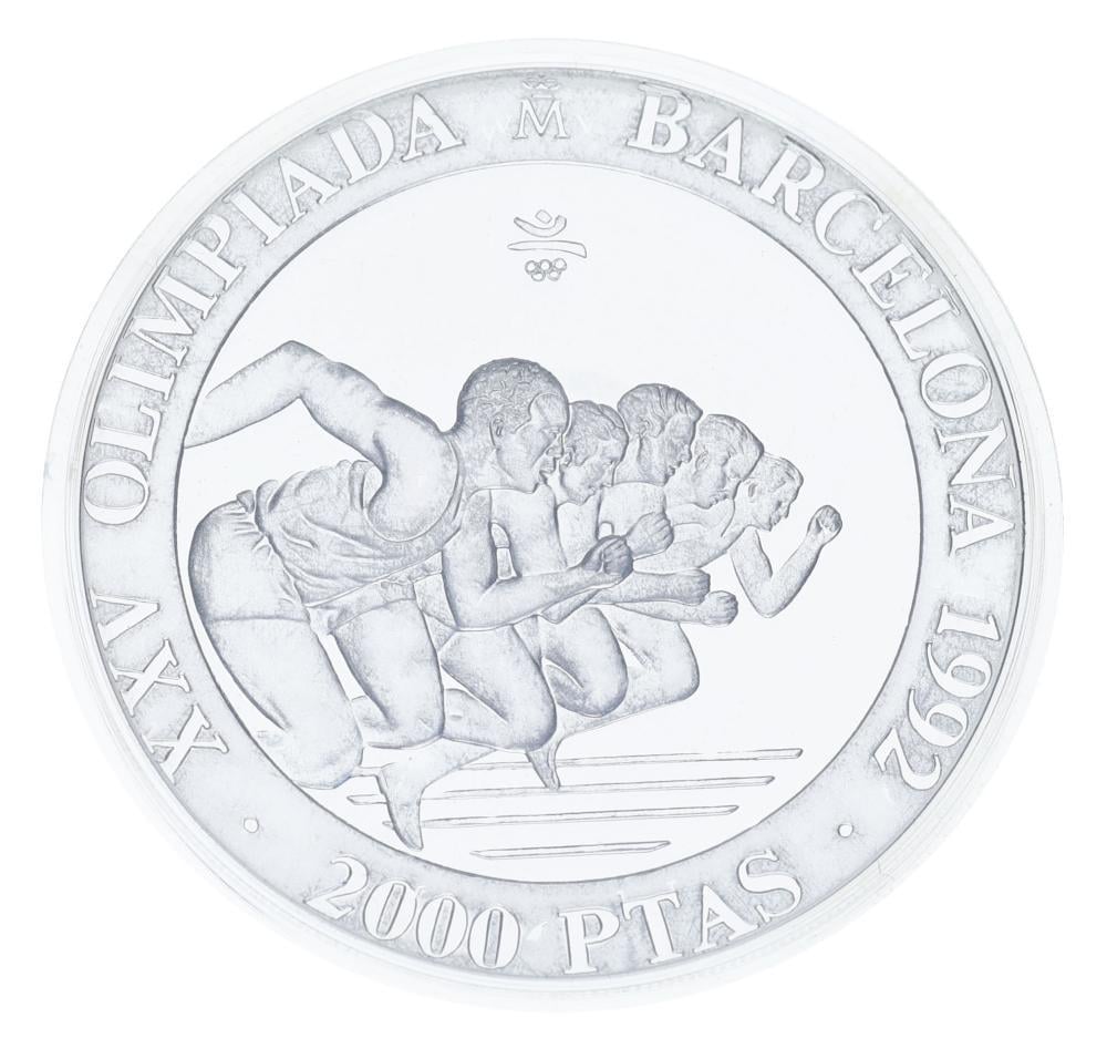 Коллекционная монета Испания 2000 песет 1990 Серебро Proof XXV летние Олимпийские игры в Барселоне 1992 года-Греческий бег (М23306)