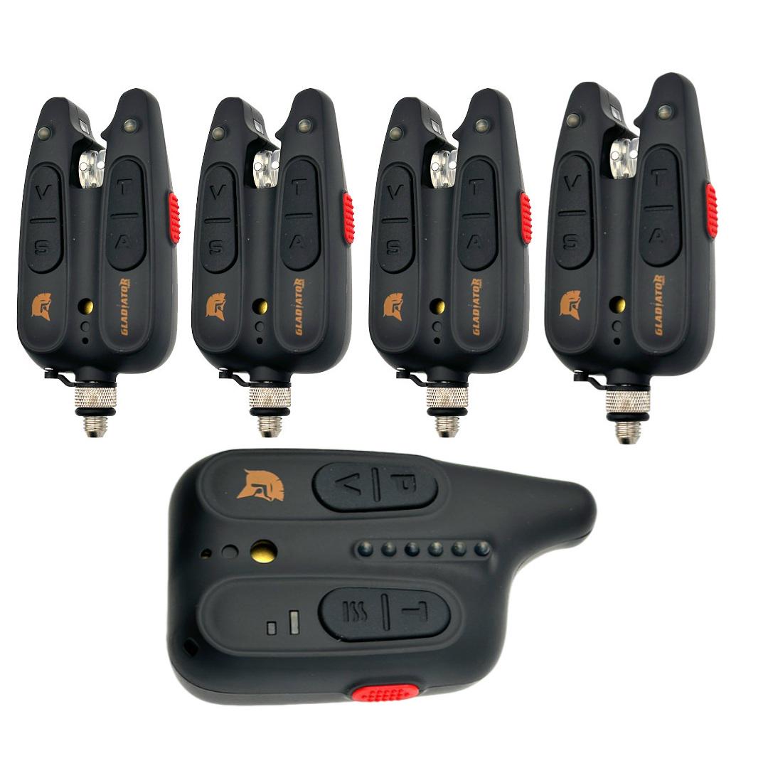 Набор сигнализаторов поклевки Gladiator RF1118 4+1 с пейджером в кейсе Black (RF11184)
