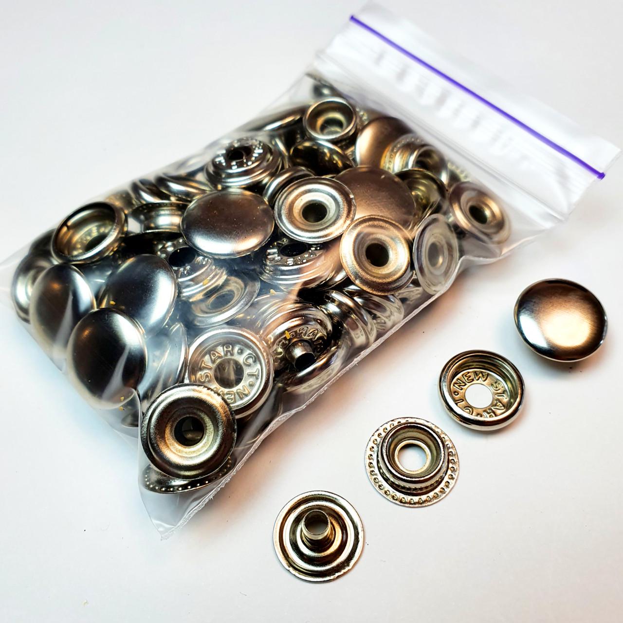 Кнопка металева кільцева Strong Dash Каппа 15 мм 20 шт. Сріблястий Нікель