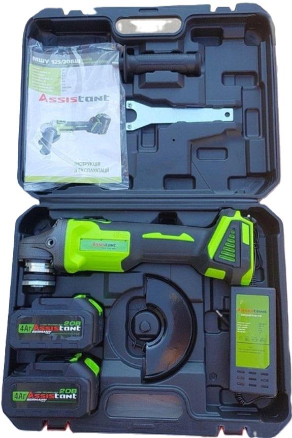 Болгарка акумуляторна Assistant 20V 2 акумулятори 4 А/год з насадкою для болгарки Assistant в кейсі - фото 2