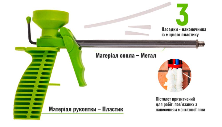 Пістолет для монтажної піни Alloid пластиковий - фото 3 Пістолет для монтажної піни Alloid пластиковий - фото 3