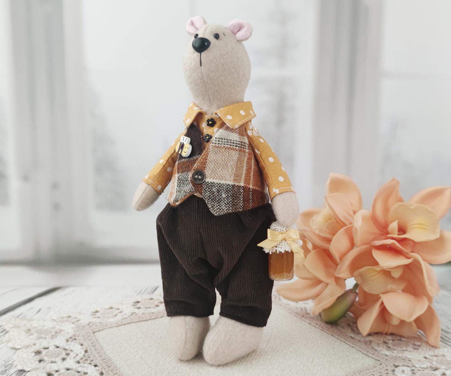 Кукла интерьерная в стиле тильда Медовый мишка  (1798472198)