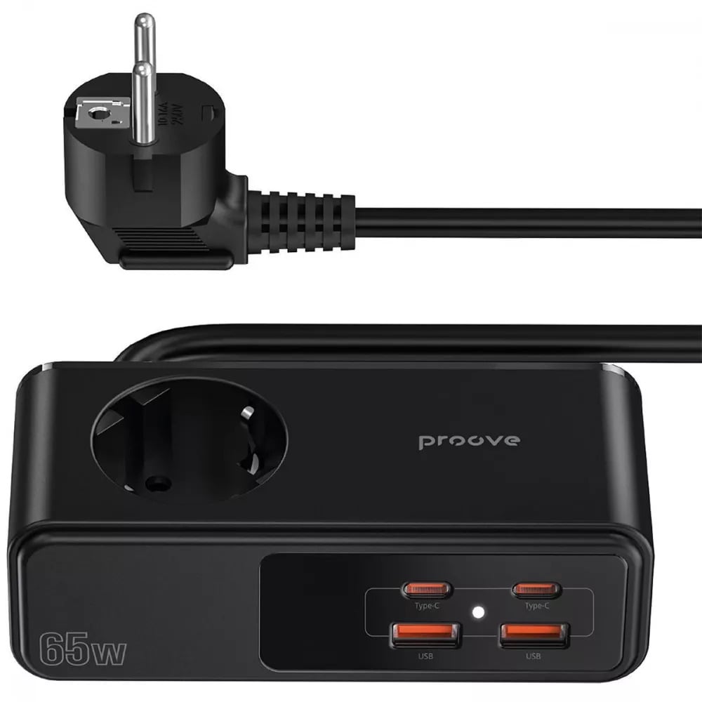 Мережевий фільтр Proove Homester Pro 65W із GaN зарядкою Чорний (27316824) - фото 2