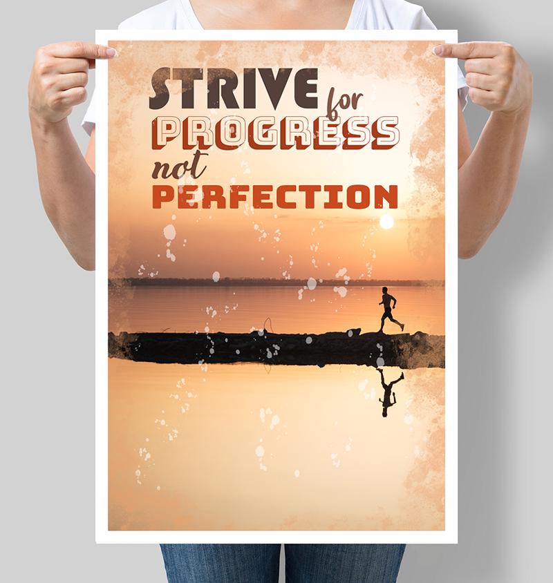 Постер мотивуючий Strive for progress not perfection 42х60 см (М081)