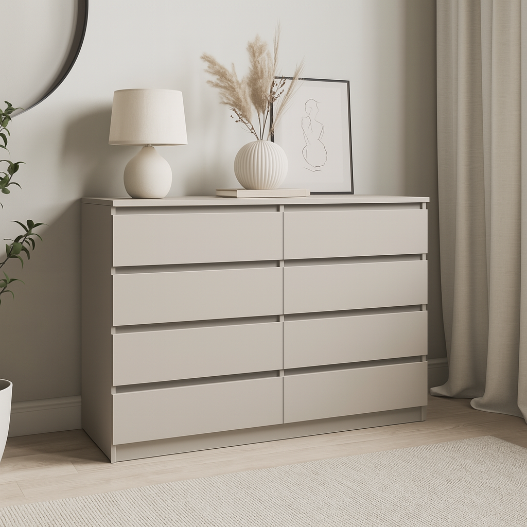 Комод К9 8Я SENAM 980х1600х430 мм корпус ДСП Кашемір фасад МДФ фарба NCS S 2002-Y50R Шовк матовий Комод К9 8Я SENAM 980х1600х430 мм корпус ДСП Кашемір фасад МДФ фарба NCS S 2002-Y50R Шовк матовий