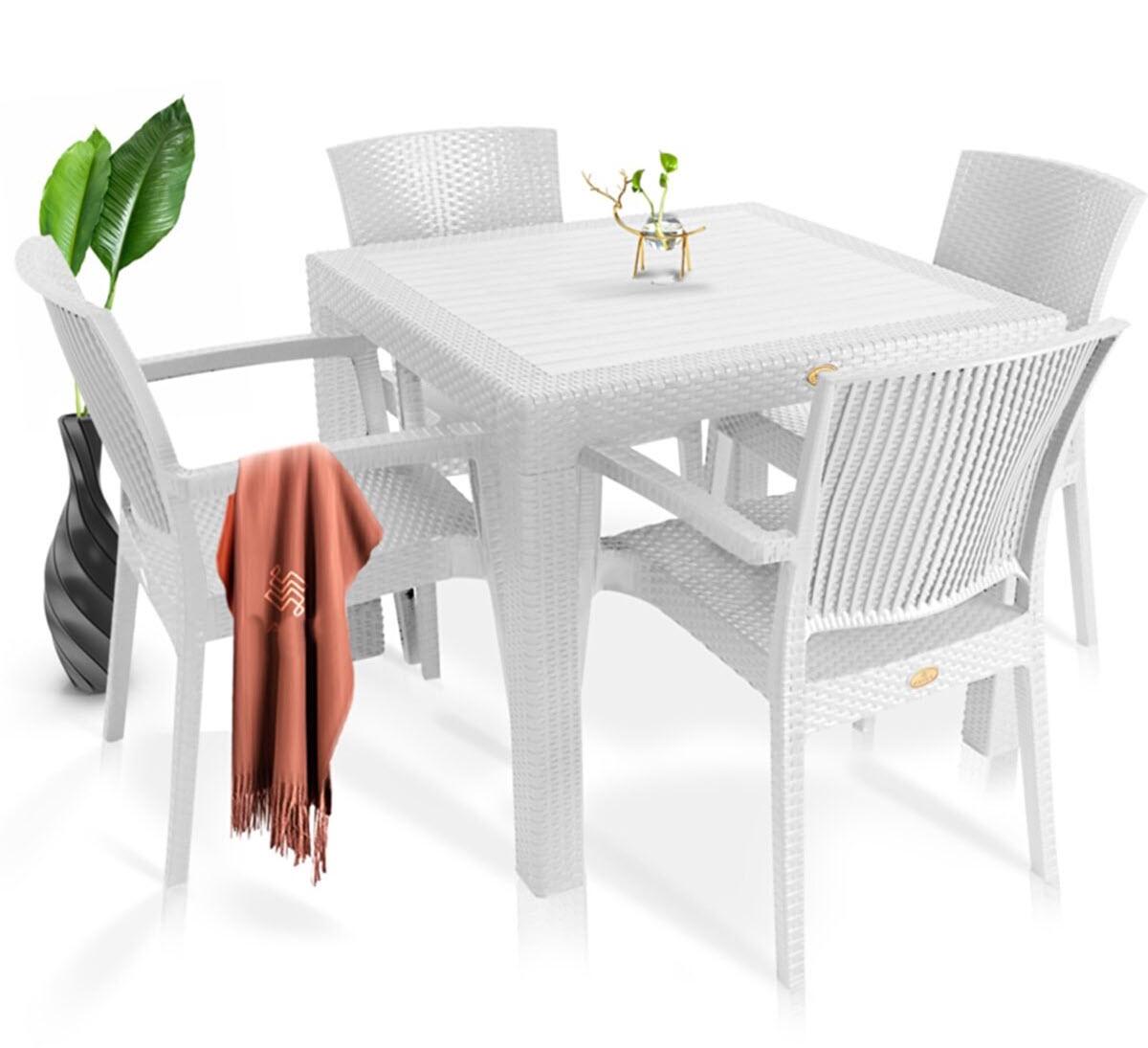 Стол Олаф пластиковый ротанг 90x90 см Белый (19370026) - фото 2 Стол Олаф пластиковый ротанг 90x90 см Белый (19370026) - фото 2