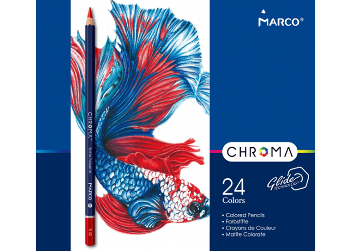 Набор цветных карандашей Marco Chroma металлический пенал 24 цвета (8010-24TN)