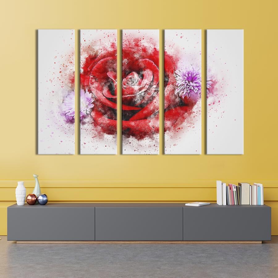 Картина на холсте Живописная роза и хризантемы 155x95 см (849-51)