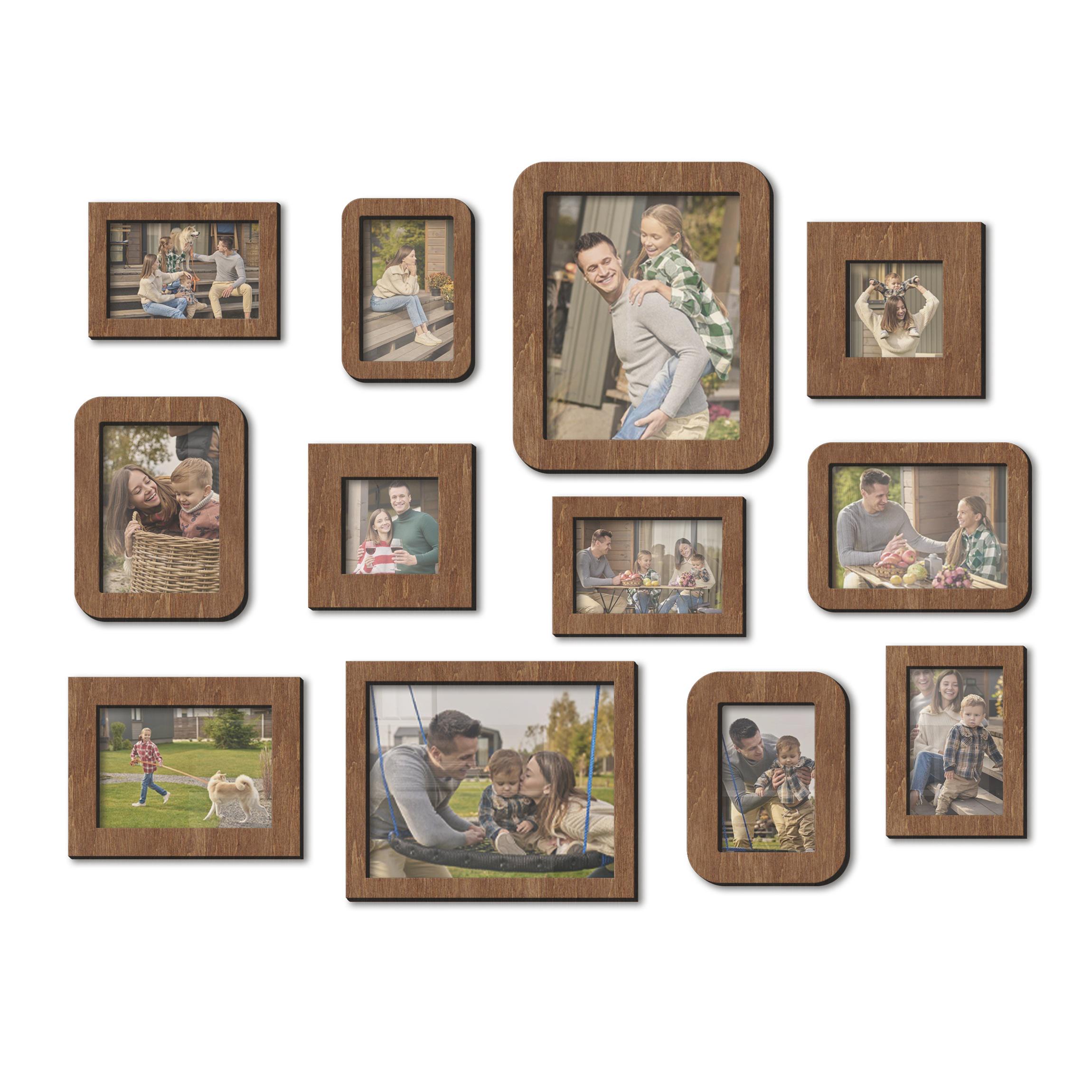 Набір настінних фоторамок The Frame Depot дерев'яних на 12 фото Коричневий (frame_set_12_piece-2)