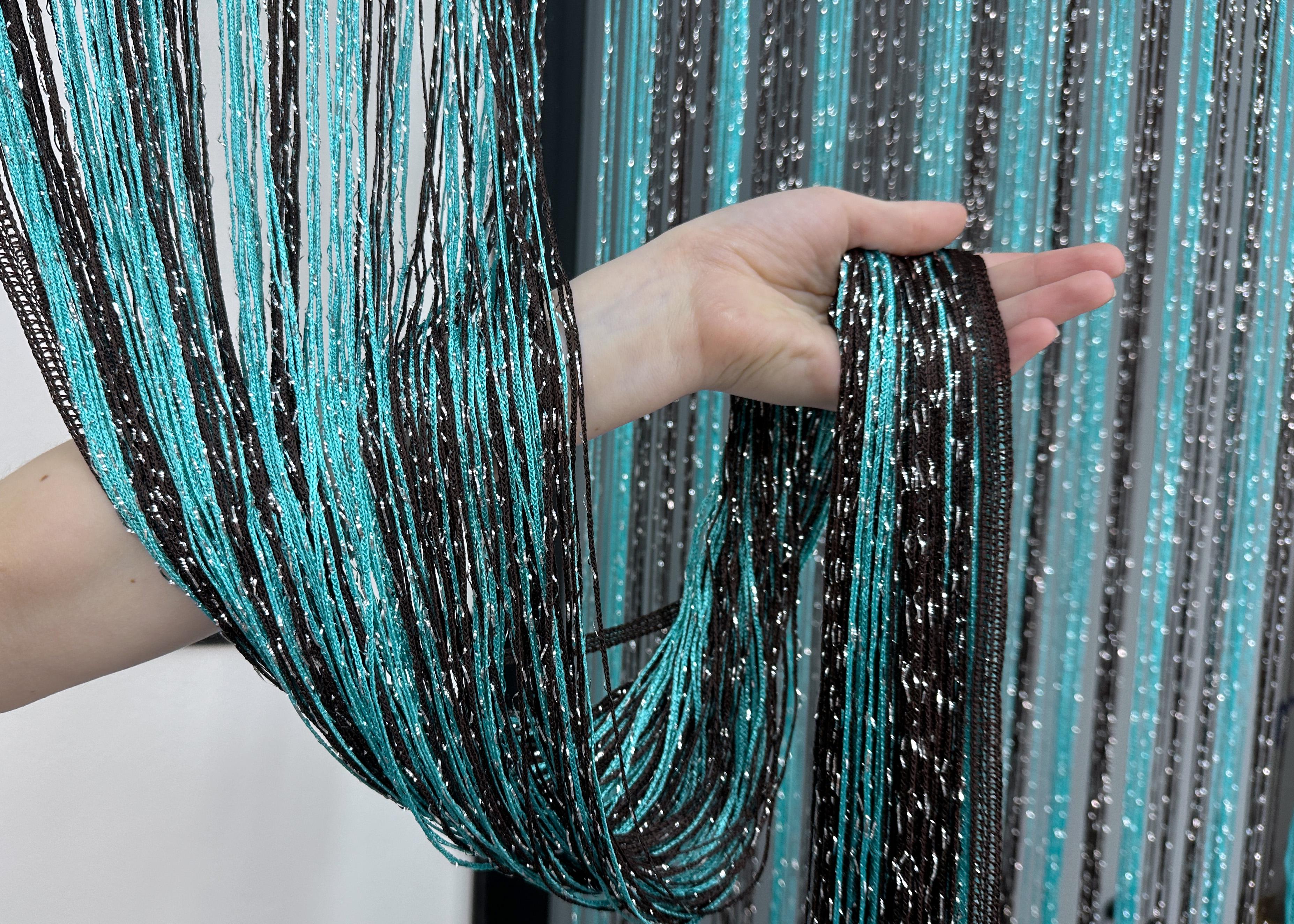 Шторы-нити с люрексом 300х300 см Бирюзовый/Венге (61-101) - фото 6 Шторы-нити с люрексом 300х300 см Бирюзовый/Венге (61-101) - фото 6