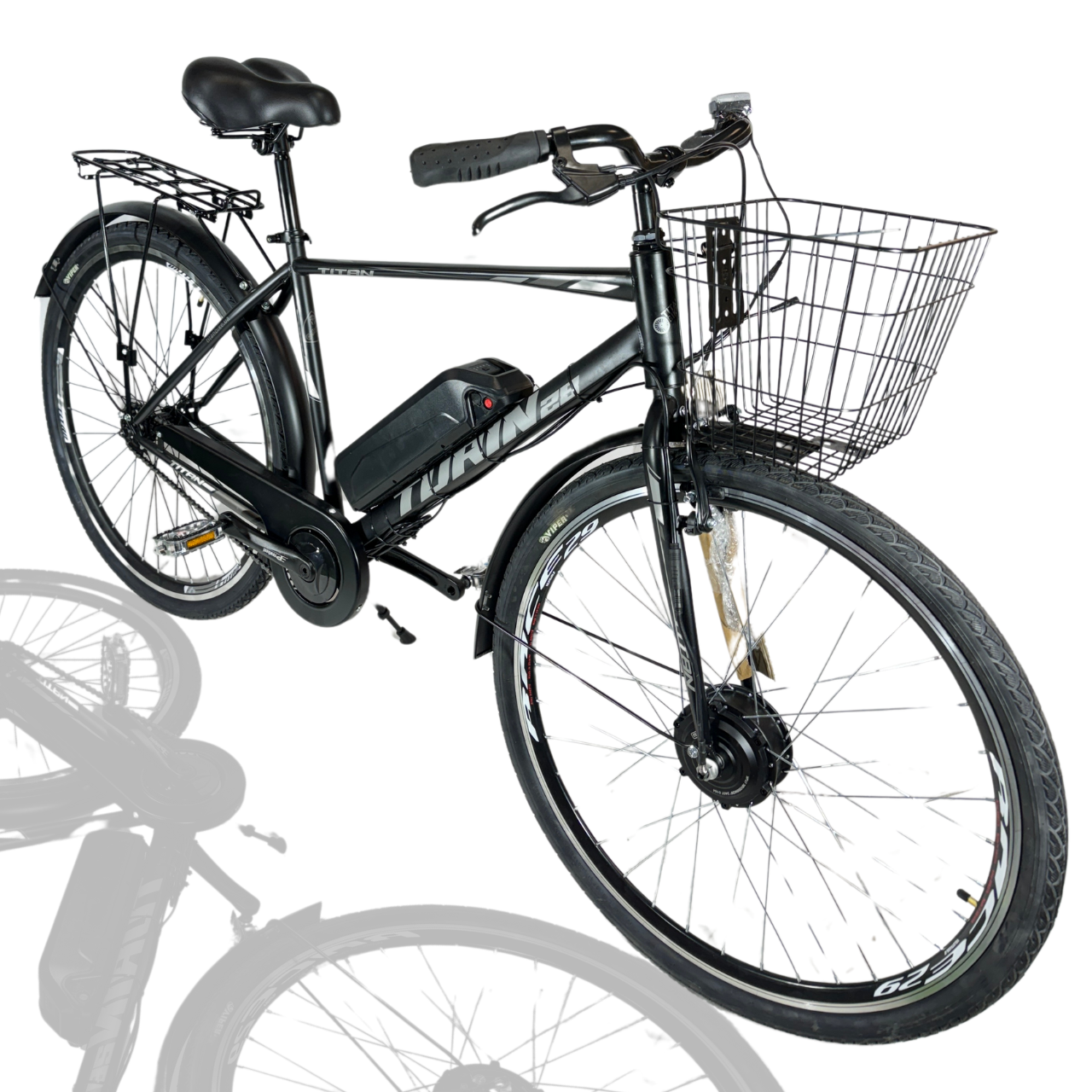 Велосипед з Е-комплектом 28" Turin 2025 48 В 500 Вт 15 Ah/18" до 60 км/зріст 170-185 см/індикаторна ручка Чорно-сірий