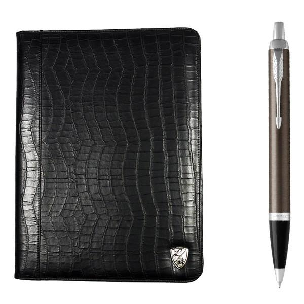 Комплект кулькова ручка Parker IM 17 Dark Espresso 22 332 та шкіряна папка Tonino Lamborghini (47324735)