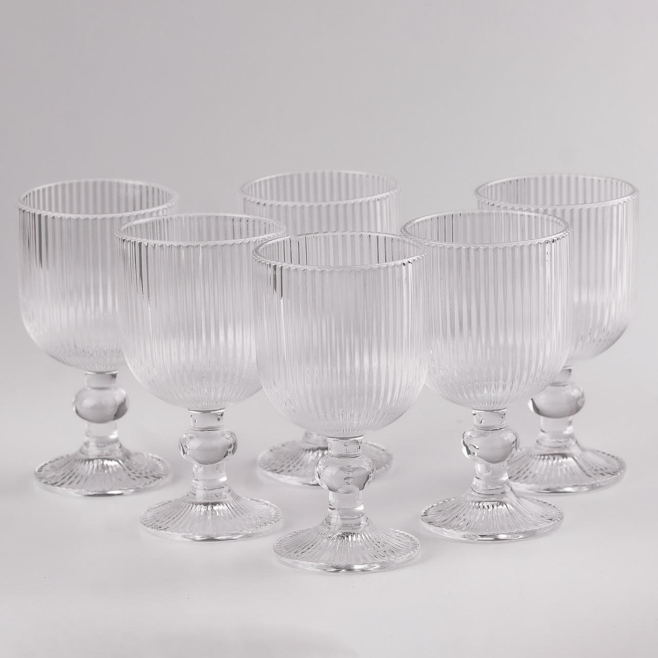 Бокалы для вина с гранями 220 мл 6 шт. Прозрачный