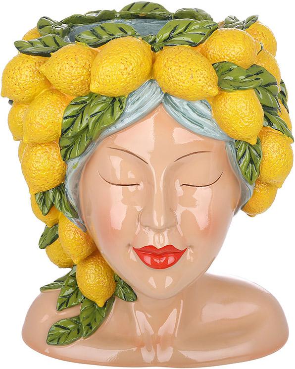 Кашпо декоративная девушка в лимонах 30 см.