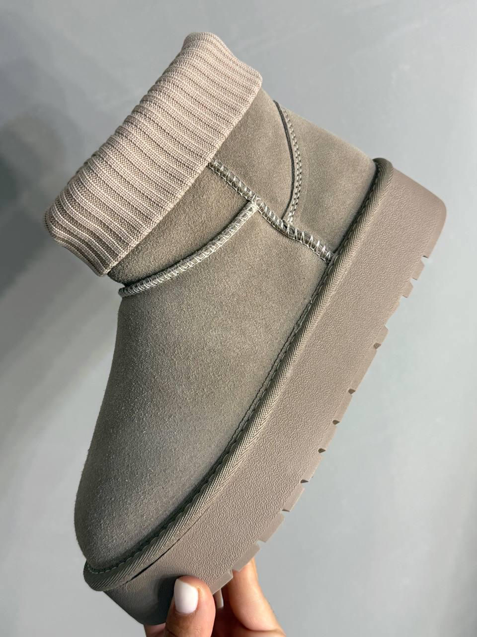 Угги женские Hengji 56-3 с манжетом носком на высокой подошве р. 40 Бежевый (5160) - фото 6