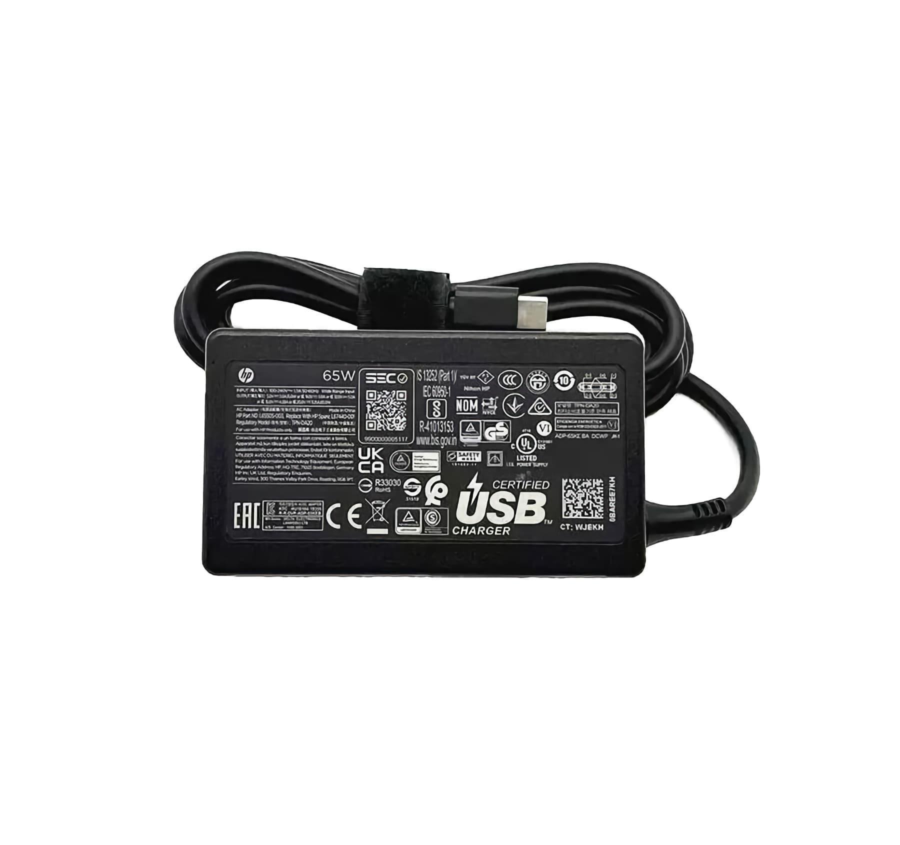 Адаптер для ноутбука HP 65W 5V-3A/9V-3A/12V-5A/15V-4,33A/20V-3,25A USB Type-C (TPN-CA21) - фото 2 Адаптер для ноутбука HP 65W 5V-3A/9V-3A/12V-5A/15V-4,33A/20V-3,25A USB Type-C (TPN-CA21) - фото 2