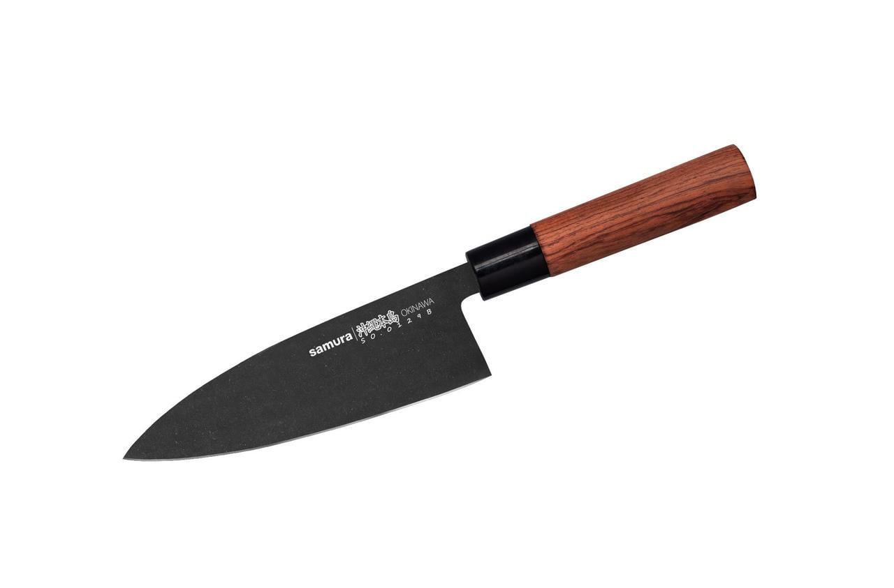 Нож кухонный для рыбы деба Samura Okinawa Stonewash 58 HRc AUS-8 нержавеющая сталь 170 мм Коричневый/Черный (1914982644)