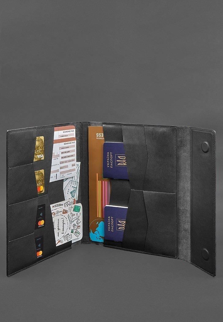 Шкіряна папка для документів сімейна А4 Чорний (A-028543) - фото 2 Шкіряна папка для документів сімейна А4 Чорний (A-028543) - фото 2