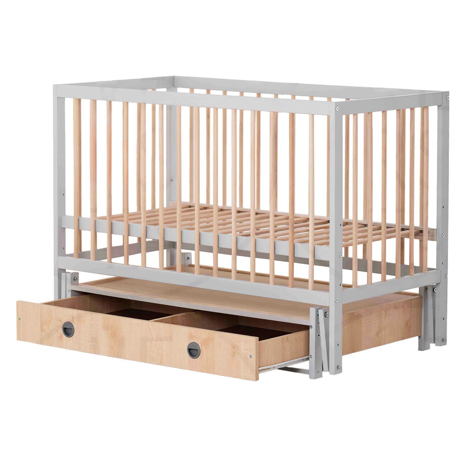 Детская кроватка София шарнир/подшипник/ящик с опускной боковиной Gray/Brown (143650)