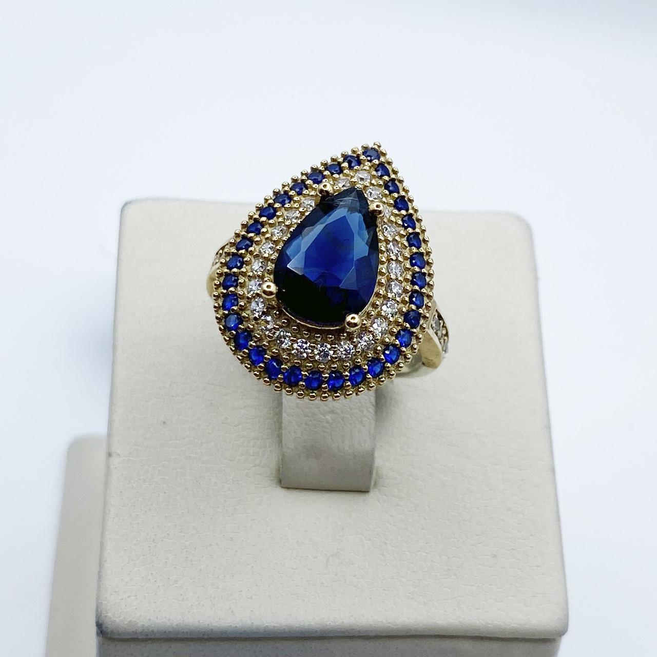 Кольцо серебряное Роксолана с сапфиром и кубическим цирконием р. 17,5 5,42 г (2061283818)