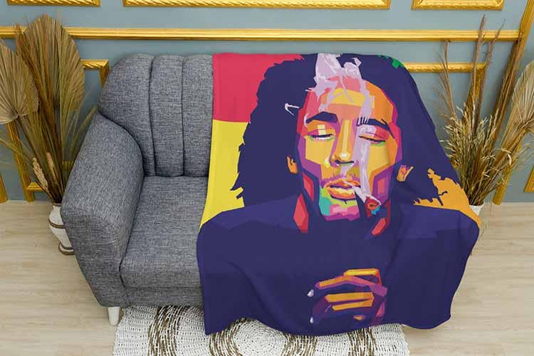 Плед Bob Marley Artwork плюш двухслойный 135х150 см