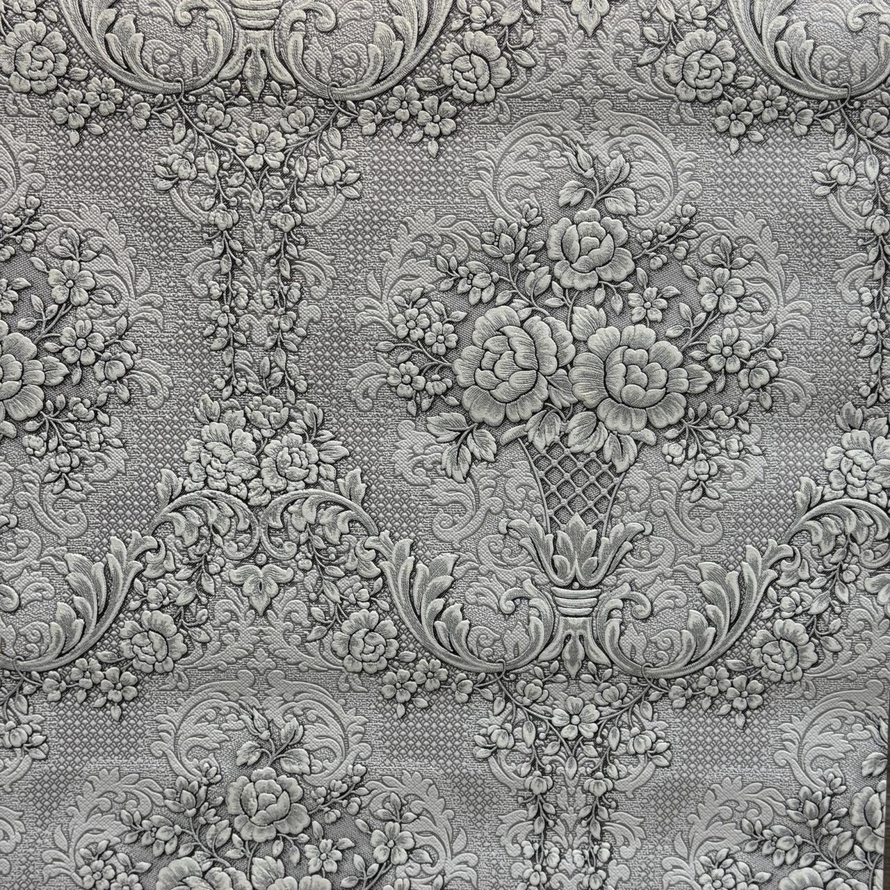 Обои виниловые Славянские обои Цветы на бумажной основе 53 см 10 м Серый (5766-10)