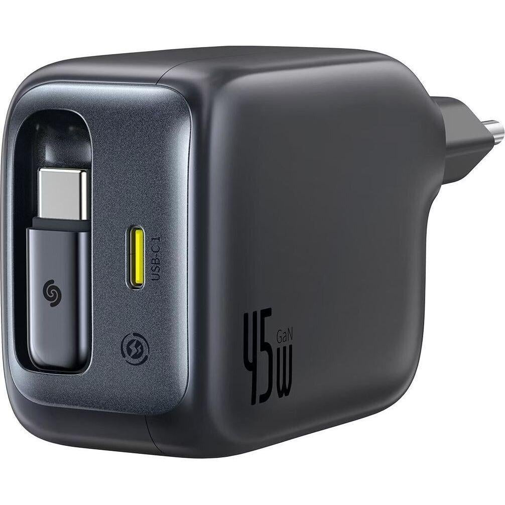 Зарядное устройство сетевое BASEUS EnerCore CJ11 Fast Charger 2Type-C 45W with Retractable Cable E0120G00 Black